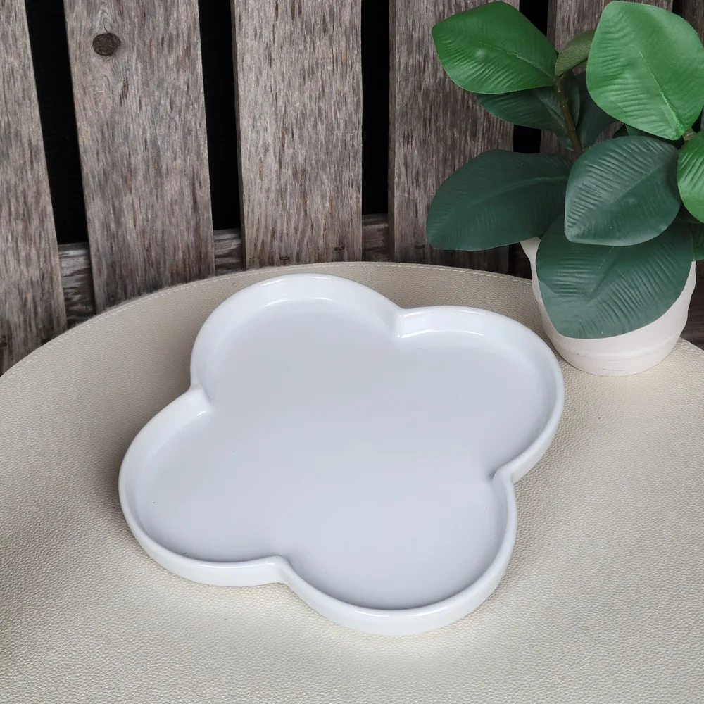 IKEA NEW Chic White Clover Shaped Dish